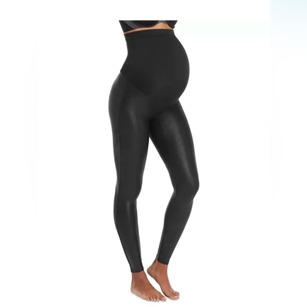 Spanx maternity faux leather leggings